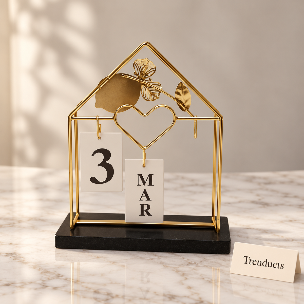 Metal Home Calendar - Gold House Perpetual Calendar
