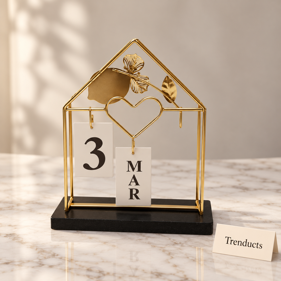 Metal Home Calendar - Gold House Perpetual Calendar