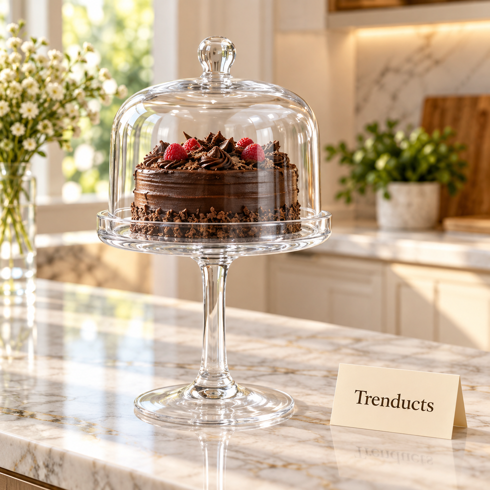 Danny Home Glass Cake Stand with Dome Cover - Clear