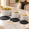 Porcelain Bowl Set with Lids - 3 Pc Black & White