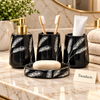 Brilliant Black Bath Set 4 Piece - White Wheat Design