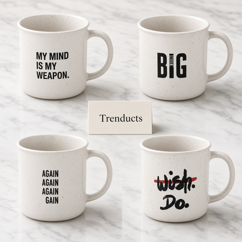 Danny Home Porcelain Quote Mug 350ml - Speckled White (each)