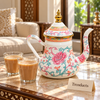 Enamel Kettle 1.2 L - Pink Floral Print Gold Lid