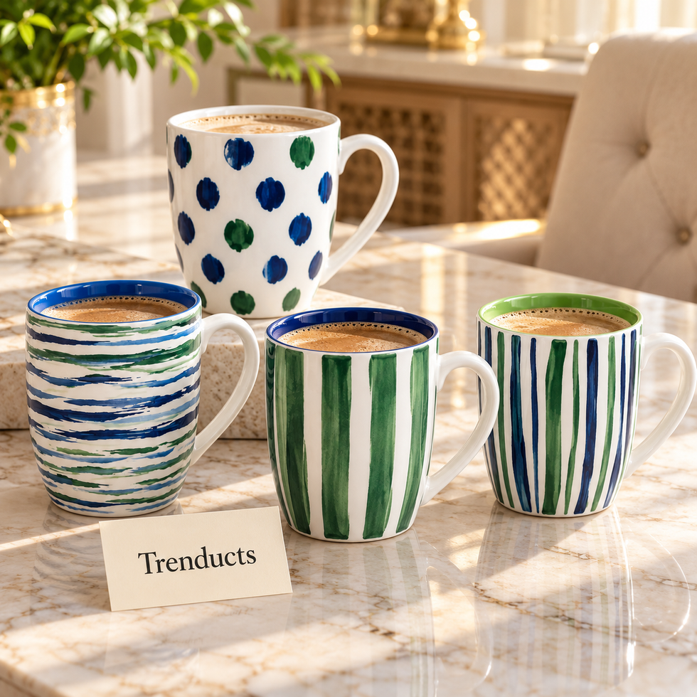 Ink Wash Mug 580 ml - Green & Blue Stripes (Random)