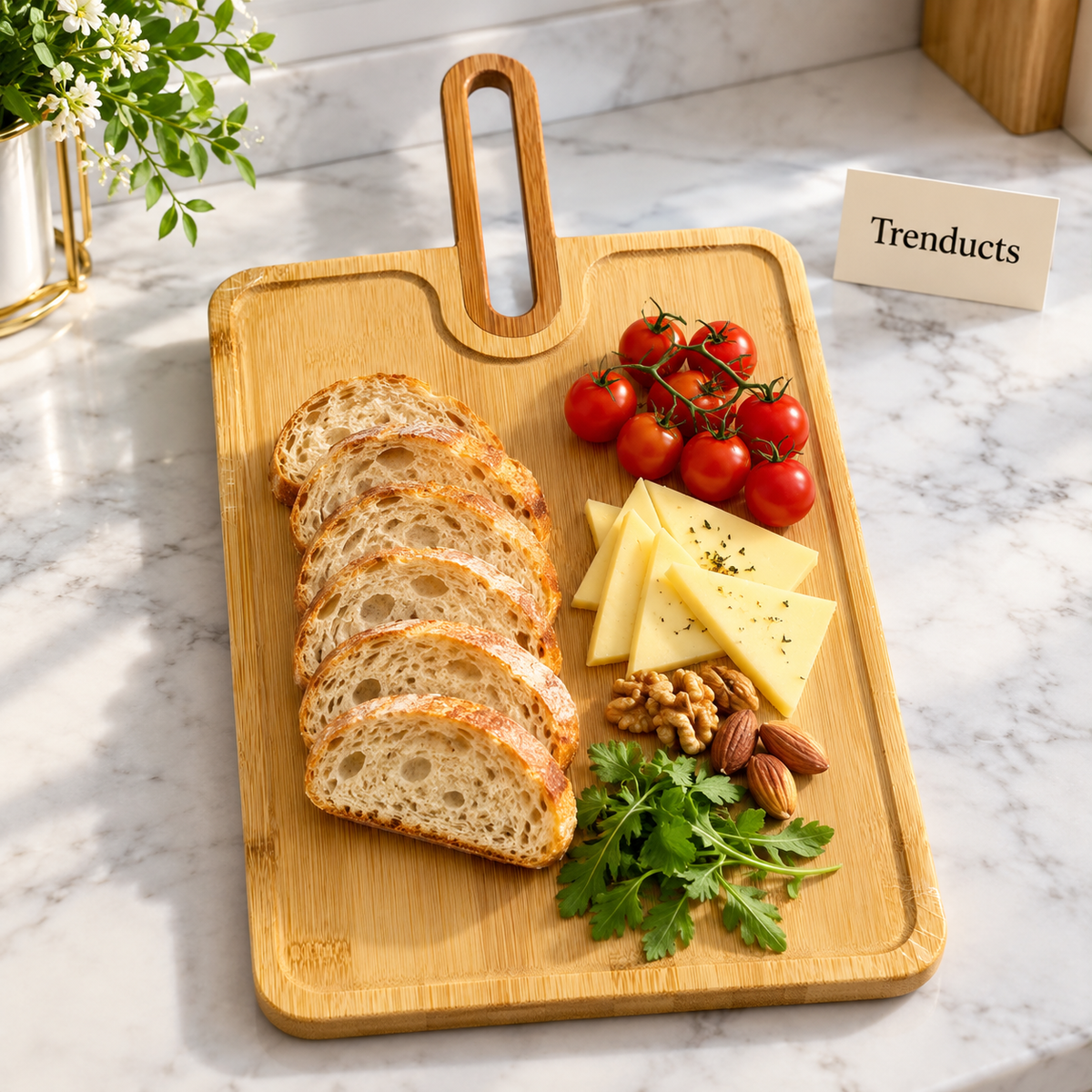 Bamboo Platter 40x24 - Rectangular Board with Slot Handle