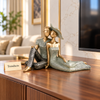 Romantic Couple Statue - Reclining Green & Gold Decor