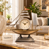 Sailing Ship Clock - Silver & Antique Brass Metal Decor