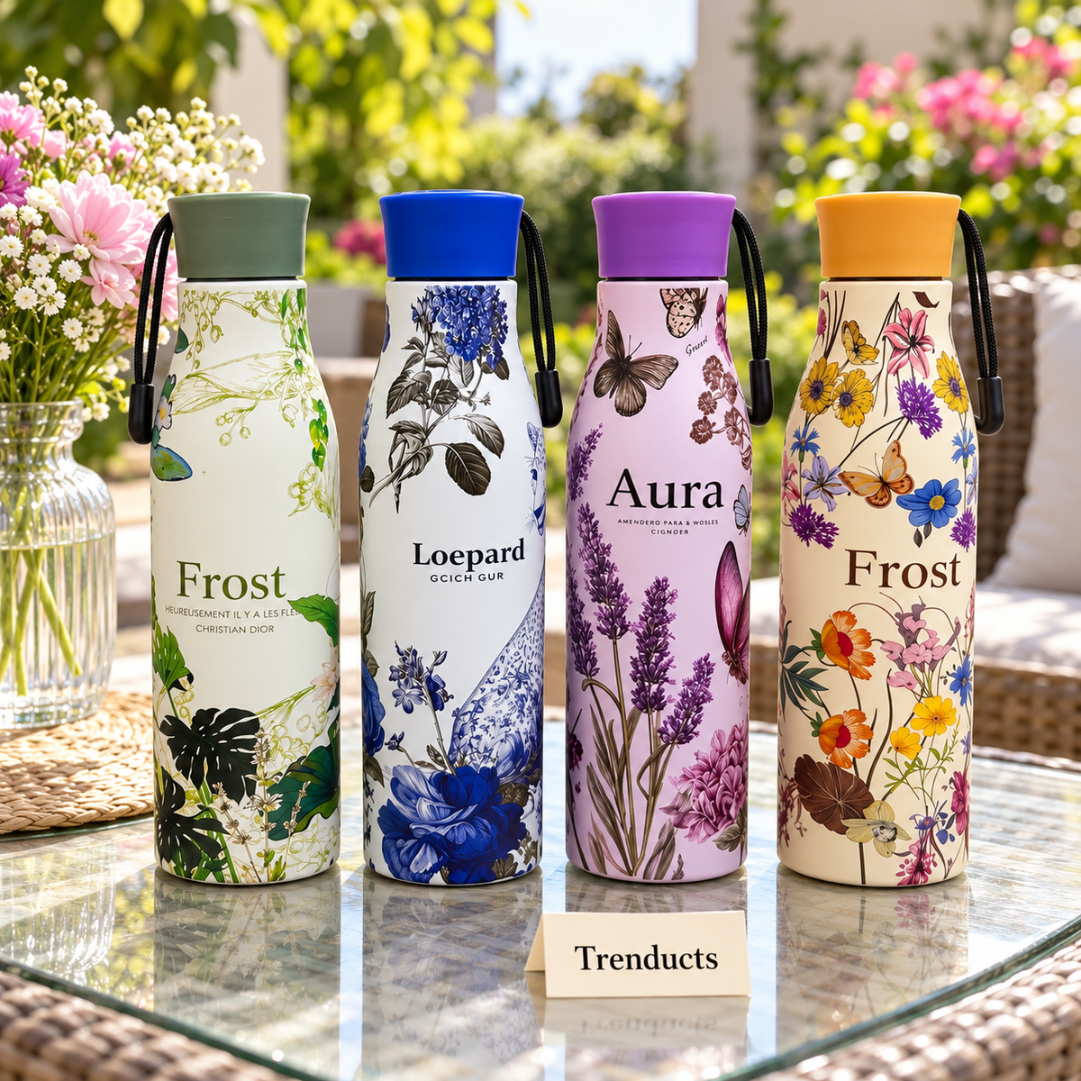 Flower Bottle 500ml - Floral Stainless Steel Water Bottle