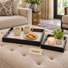 Nested Decorative Tray Set - Black Frame, White Woven Base