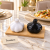 Garlic Salt and Pepper Shakers - Black and White Pair