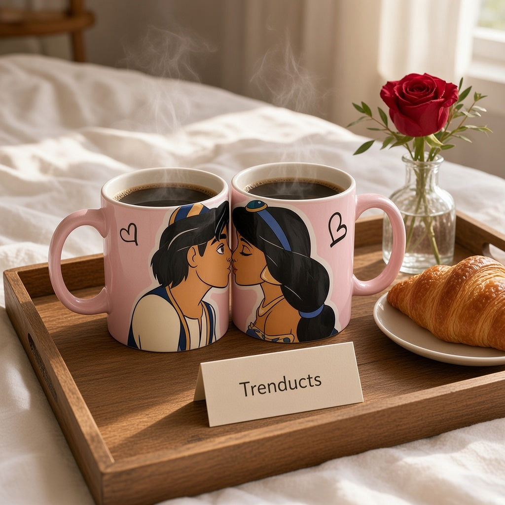Disney Aladdin and Jasmine Couple Mug Set - Ceramic