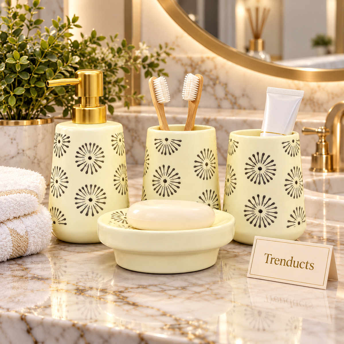 Brilliant 4 Piece Bathroom Set - Apple White Sunburst