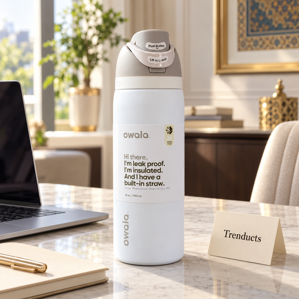 Owala Water Bottle 32 oz - All White with Grey Lid