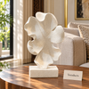 White Petal Form Tabletop Sculpture - Abstract Decor