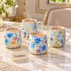 Blue Watercolour Flower Mug 420 ml - Pink Rim (Random)