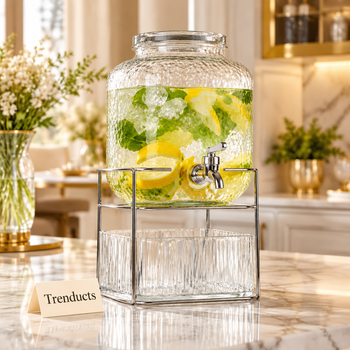 Glass drink dispenser with lemonade on a dawat table - Trenducts