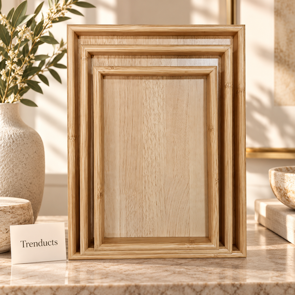 Rectangular Wooden Serving Tray with Raised Edges