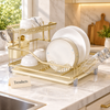 Premium Gold Dish Rack - Two Tier Dish Drying Rack with Tray
