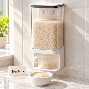 Rice dispenser with basmati rice on a kitchen wall | Trenducts