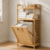 Bamboo Laundry Cabinet with Laundry Basket and Shelves