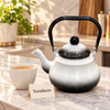 Enamel Coated Kettle - White & Black Ombre, Black Handle