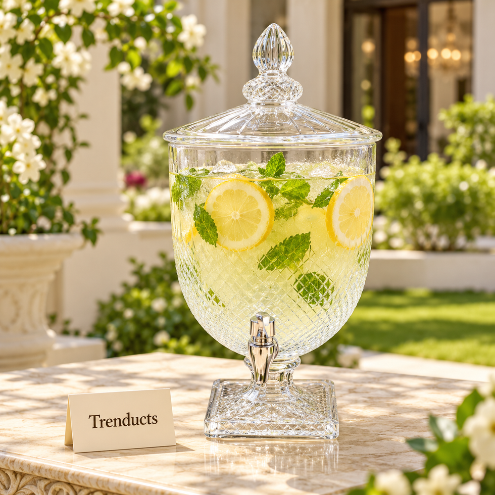 Brilliant Glass Juice Dispenser - Fine Crosshatch Cut