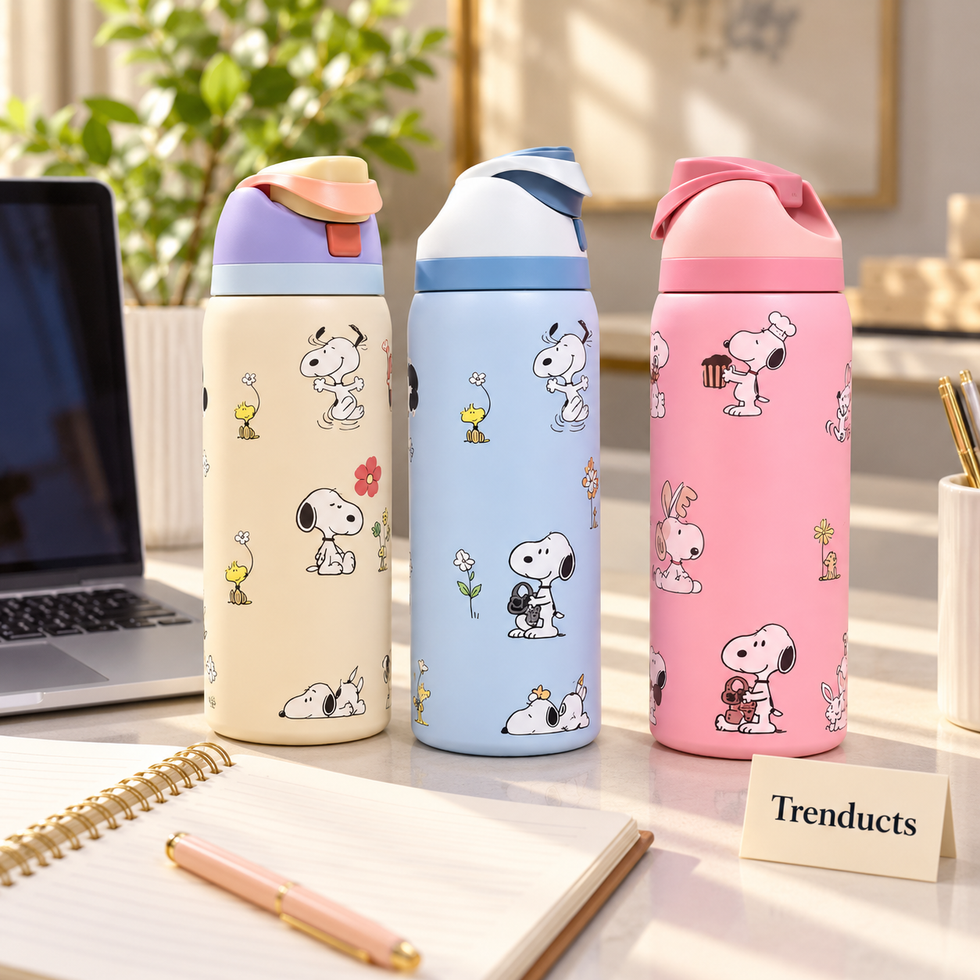 Premium Insulated Water Bottle - 945 ml Steel Pastel Dog Print