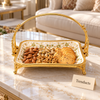 Brilliant Basket Tray With Handle - Gold Floral Rim