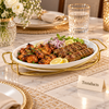 Brilliant Gold Oval Plate with Stand - White Serving Plate