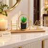 Metal Home Table Decor - Gold Letters with Plant Pot