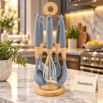 Kitchen Utensil Set with Stand in an elegant home setting with Trenducts card - view 2