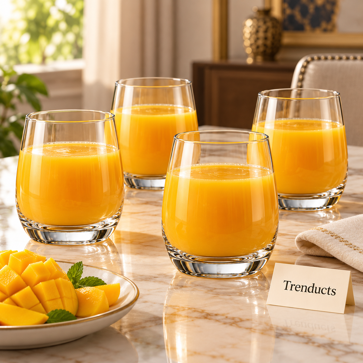 Danny Home Glass Tumbler Set - 4 Pcs 390ml Rounded