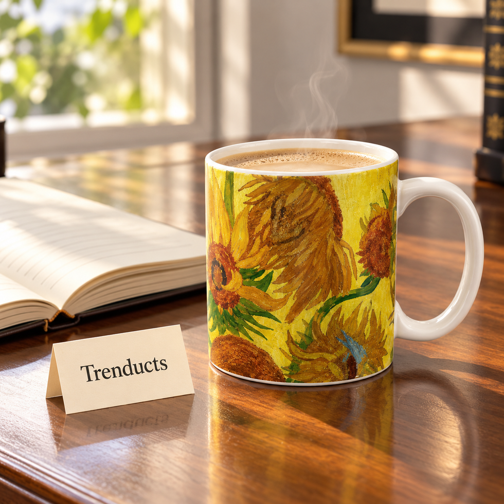 Danny Home Sunflower Painting Mug - 350ml Porcelain
