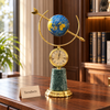 Metal Globe Clock - Blue Globe with Green Marble Base