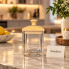 150ml Airtight Canister with Light Wood Lid - Square Clear Jar