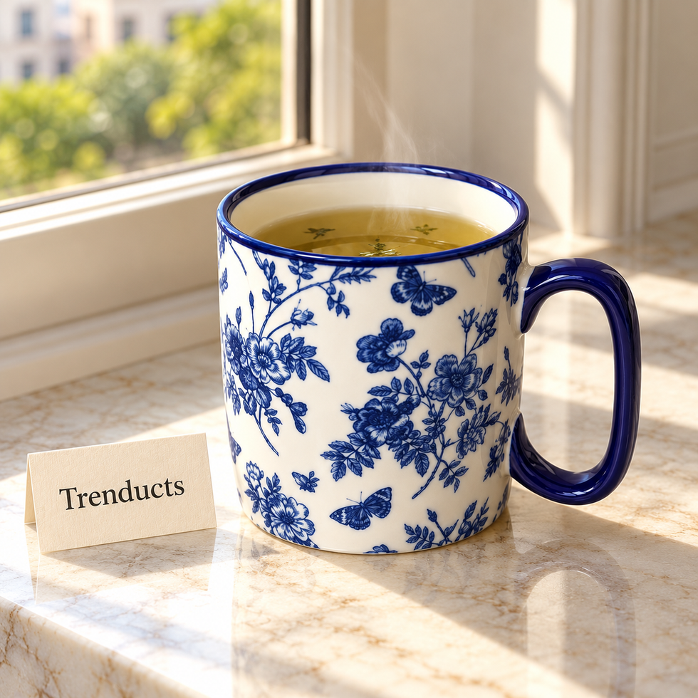 Danny Home Blue Bird Floral Mug 450ml - Porcelain
