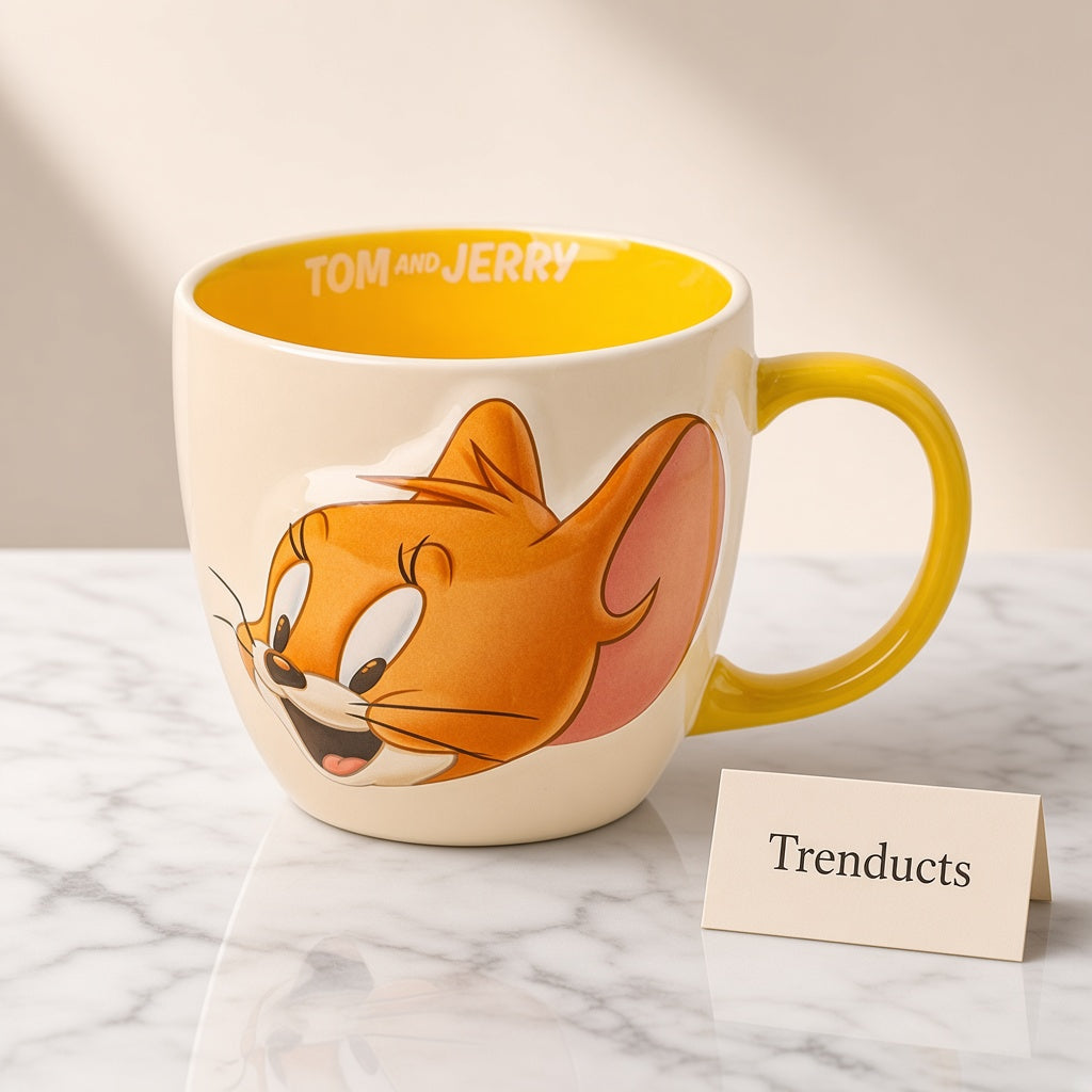 Disney Tom and Jerry Ceramic Face Mug 550ml - Yellow