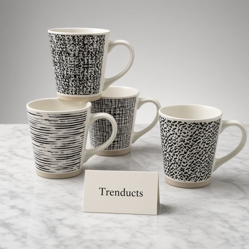 Danny Home Porcelain Mug 400ml - Black Line Pattern (each)