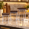 Square Acrylic Canister with Flat Dark Wood-Finish Lid