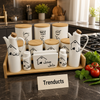 Ceramic Kitchen Jar Set on Bamboo Tray - Arabic Labels