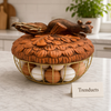 Metal Egg Basket with Fiber Squirrel Lid - Gold & Brown
