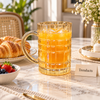 Glass Juice Mug - Gold Tint Checkered Beer Style Mug