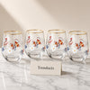 Danny Home Floral Gold Rim Glass Tumbler Set of 4 - 345ml