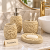 Luxury Bathroom Set - 4-Piece Cream Raised Rose Design
