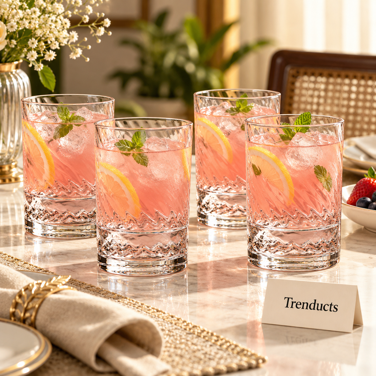 Danny Home Glass Tumbler Set - 4 Pcs 373ml Swirl