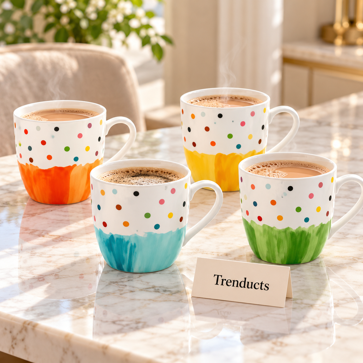 Ceramic Mug 350 ml - Polka Dot Colour Base (Random)