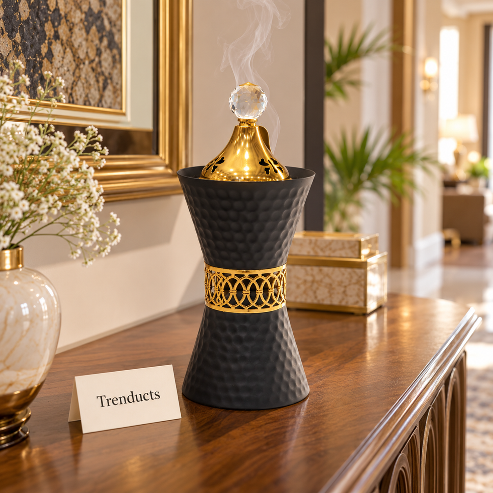 Electric Bakhoor Burner - Black Hourglass Gold Band