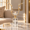 Tall Crystal Candle Stand - Gold Metal Branching Arms
