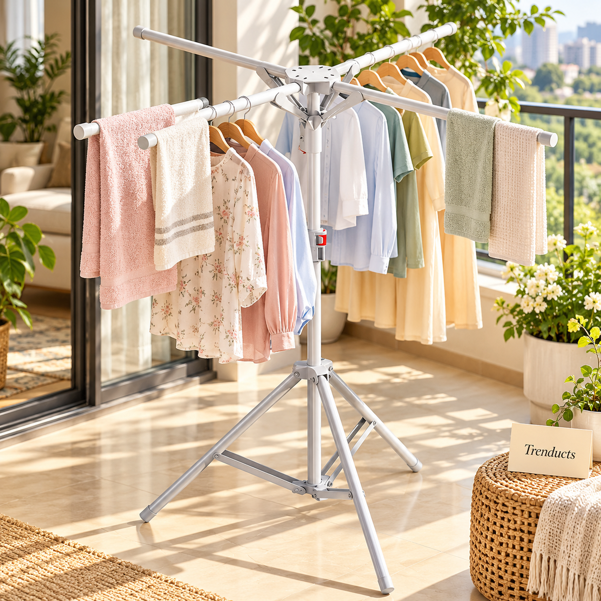 Standing Cloth Drying Rack - Foldable Tripod