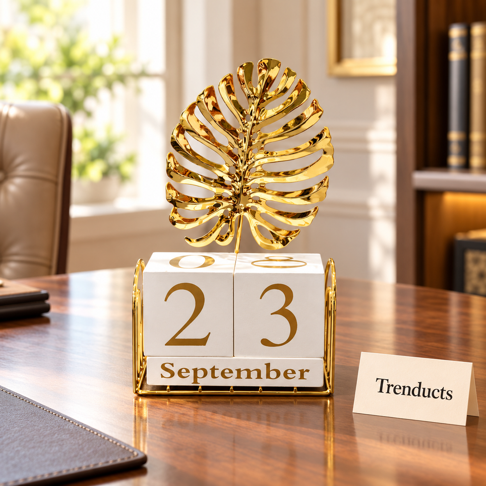 Gold Desk Calendar Stand - Monstera Leaf Topper